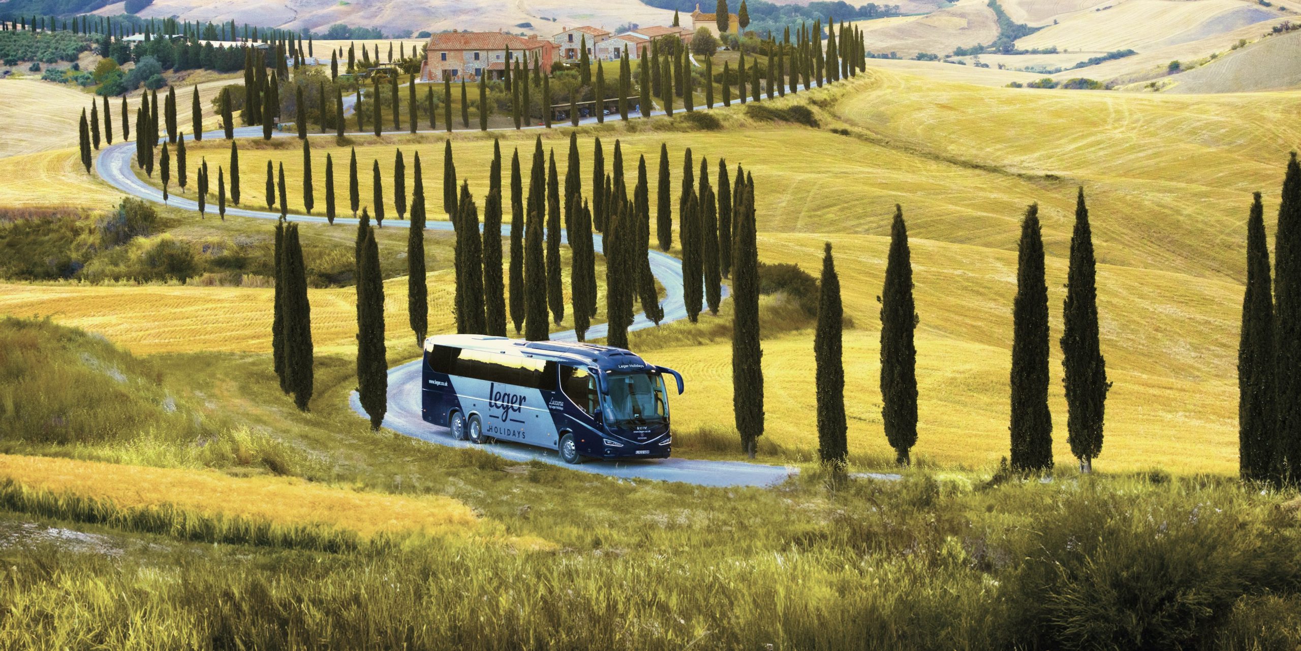 Luxuria coach travelling through Tuscany